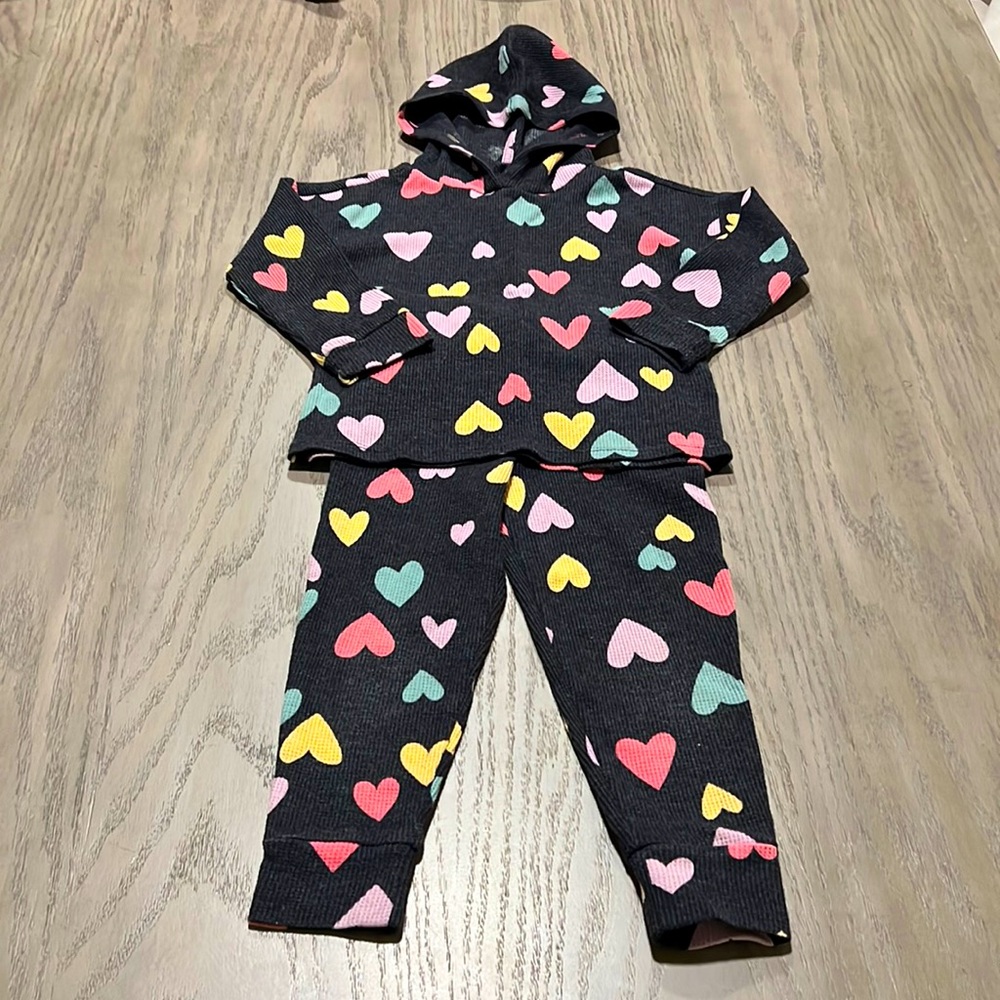 Garanimals Toddler Girls 3T Gray Thermal Heart Set